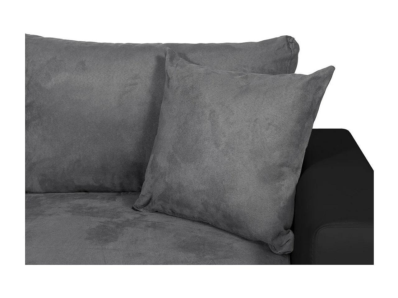 Canapé panoramique Oslo convertible avec coffres, poufs à gauche - Simili/Microfibre - Noir/Gris - L311 x P146 x H81cm - Loungitude