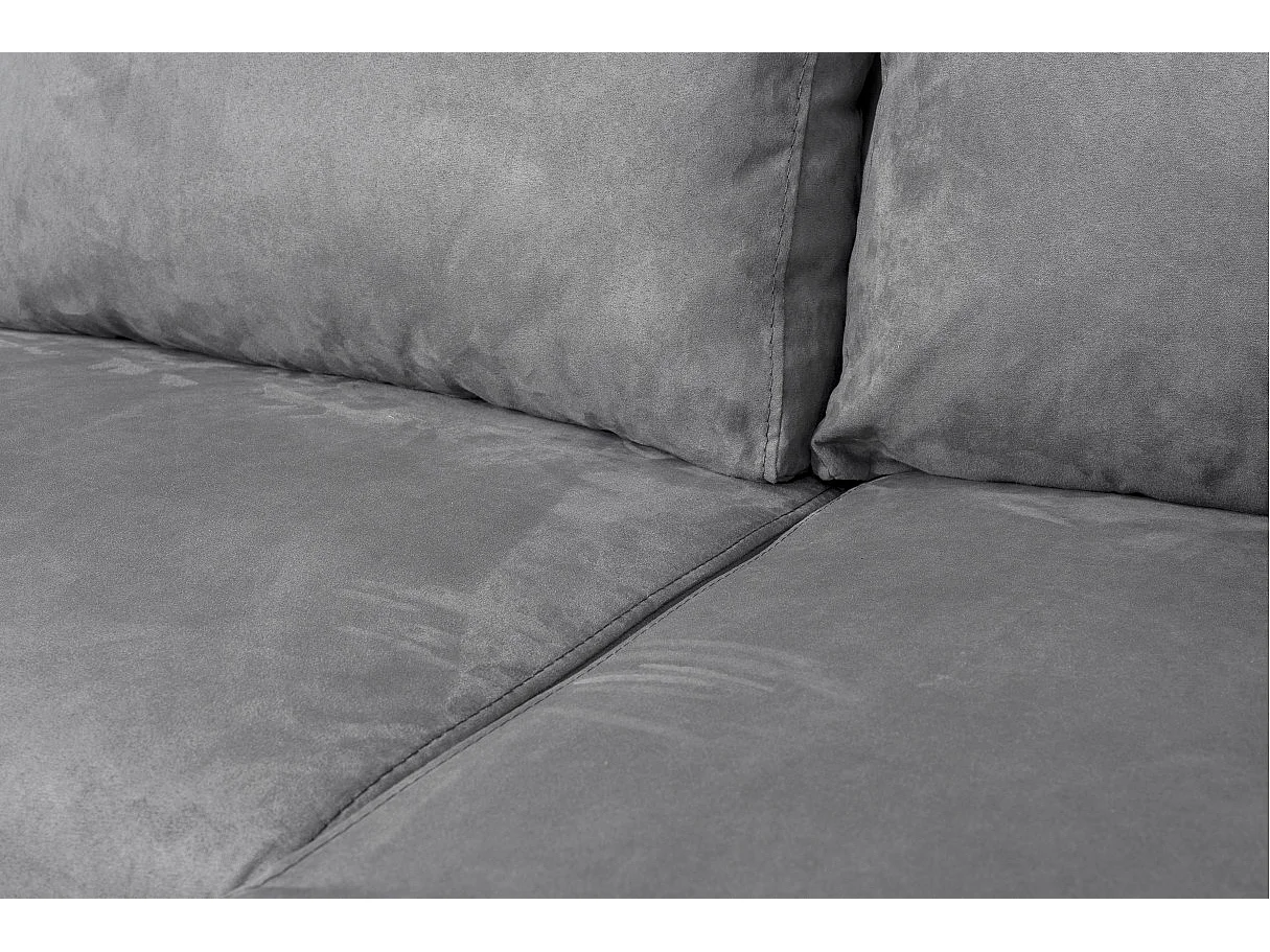 Canapé panoramique Oslo convertible avec coffres, poufs à gauche - Simili/Microfibre - Noir/Gris - L311 x P146 x H81cm - Loungitude