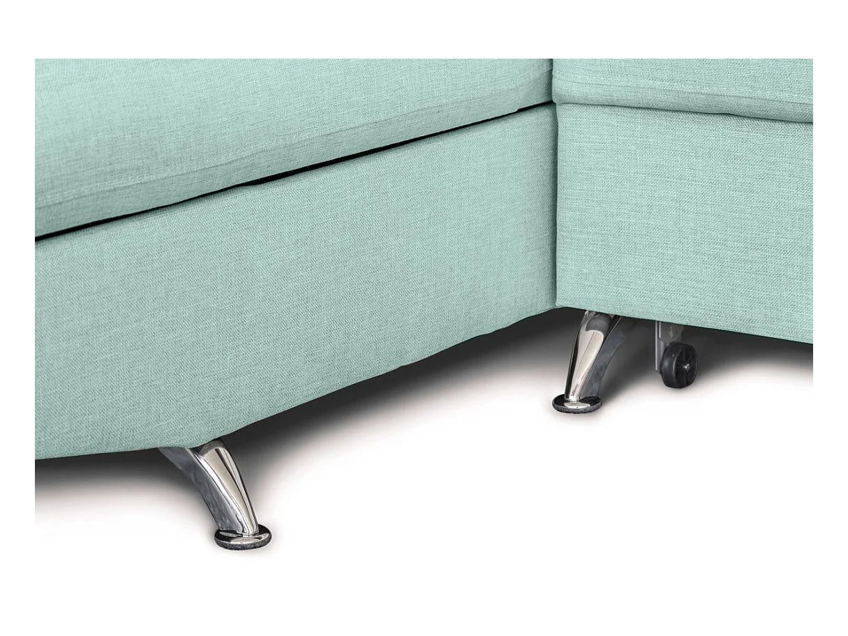 Canapé d'angle gauche 5 places Rio Convertible avec coffre en tissu - Bleu clair - L271 x P192 x H70cm - Loungitude