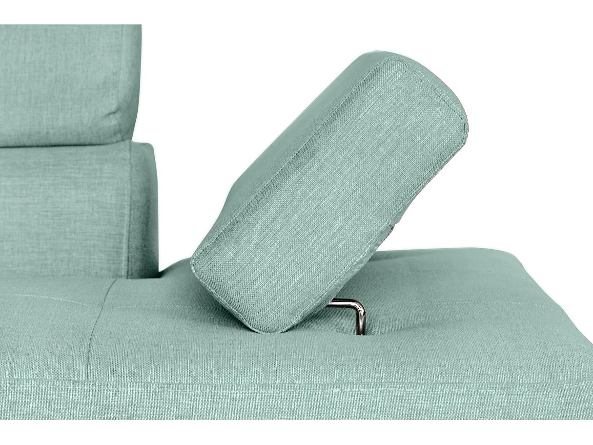 Canapé d'angle gauche 5 places Rio convertible avec coffre en tissu - Bleu clair - L271 x P192 x H70cm - Loungitude