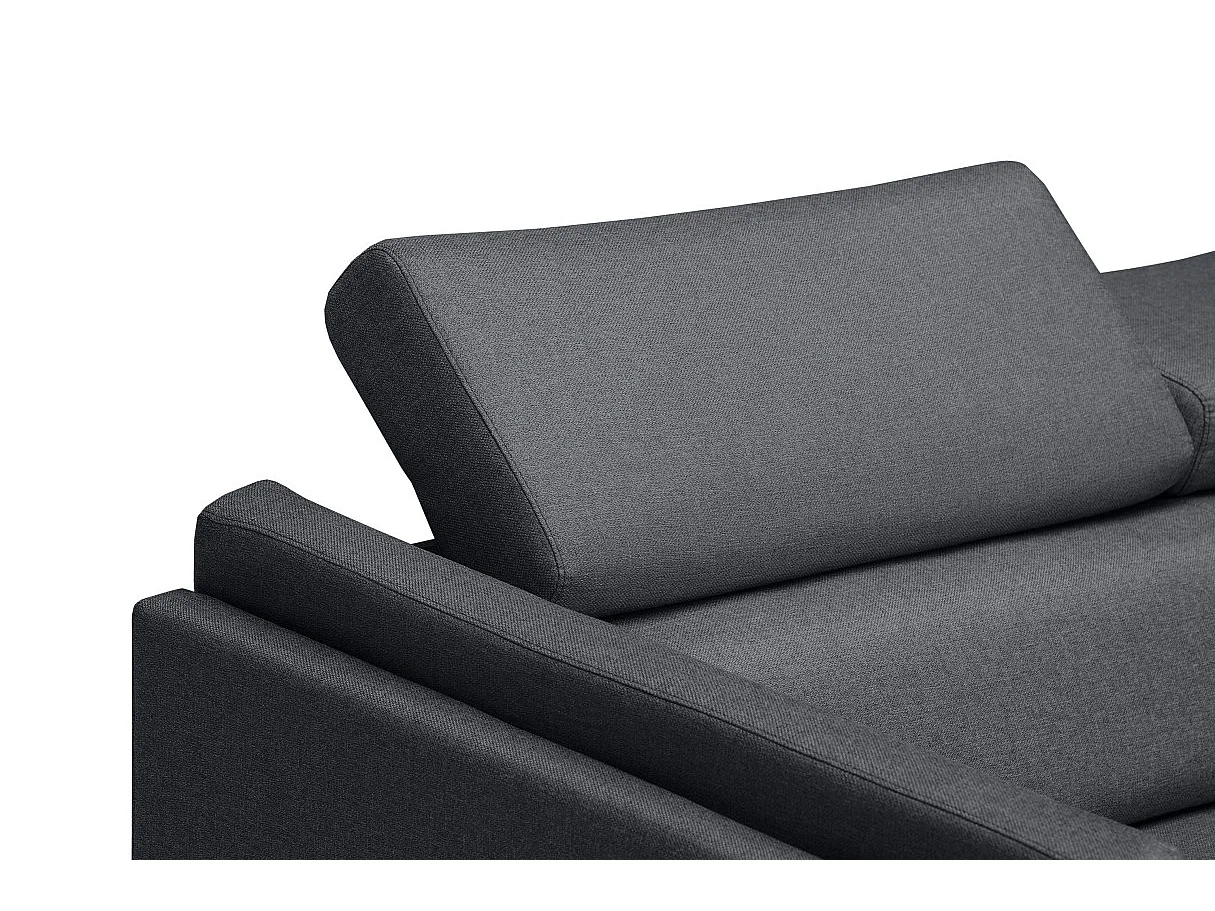 Canapé d'angle LIAM avec têtières en tissu - Angle Droit, Gris anthracite