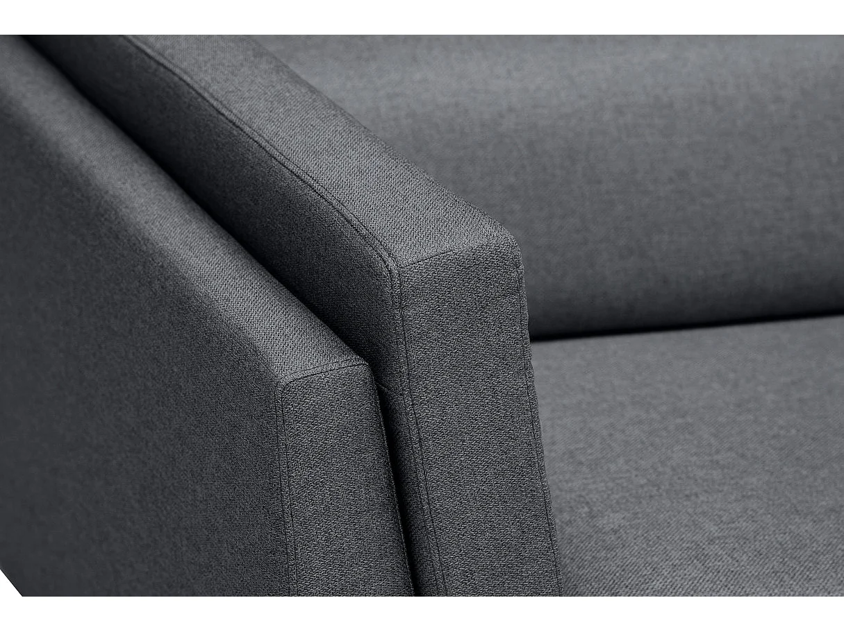 Canapé d'angle LIAM avec têtières en tissu - Angle Droit, Gris anthracite