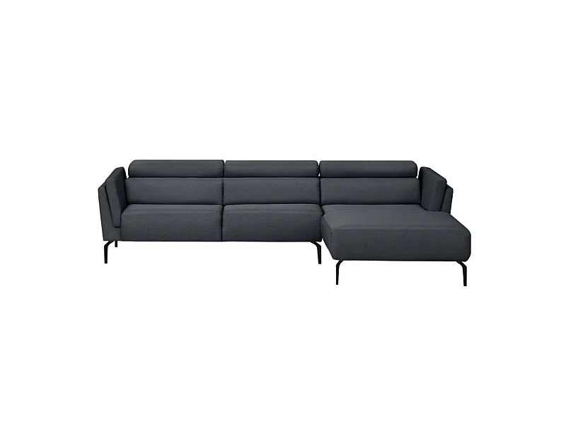 Canapé d'angle LIAM avec têtières en tissu - Angle Droit, Gris anthracite