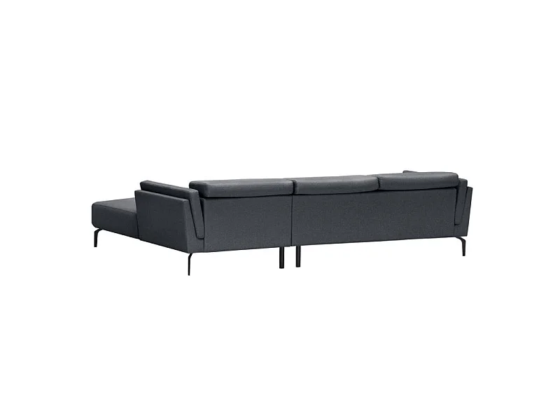Canapé d'angle LIAM avec têtières en tissu - Angle Droit, Gris anthracite