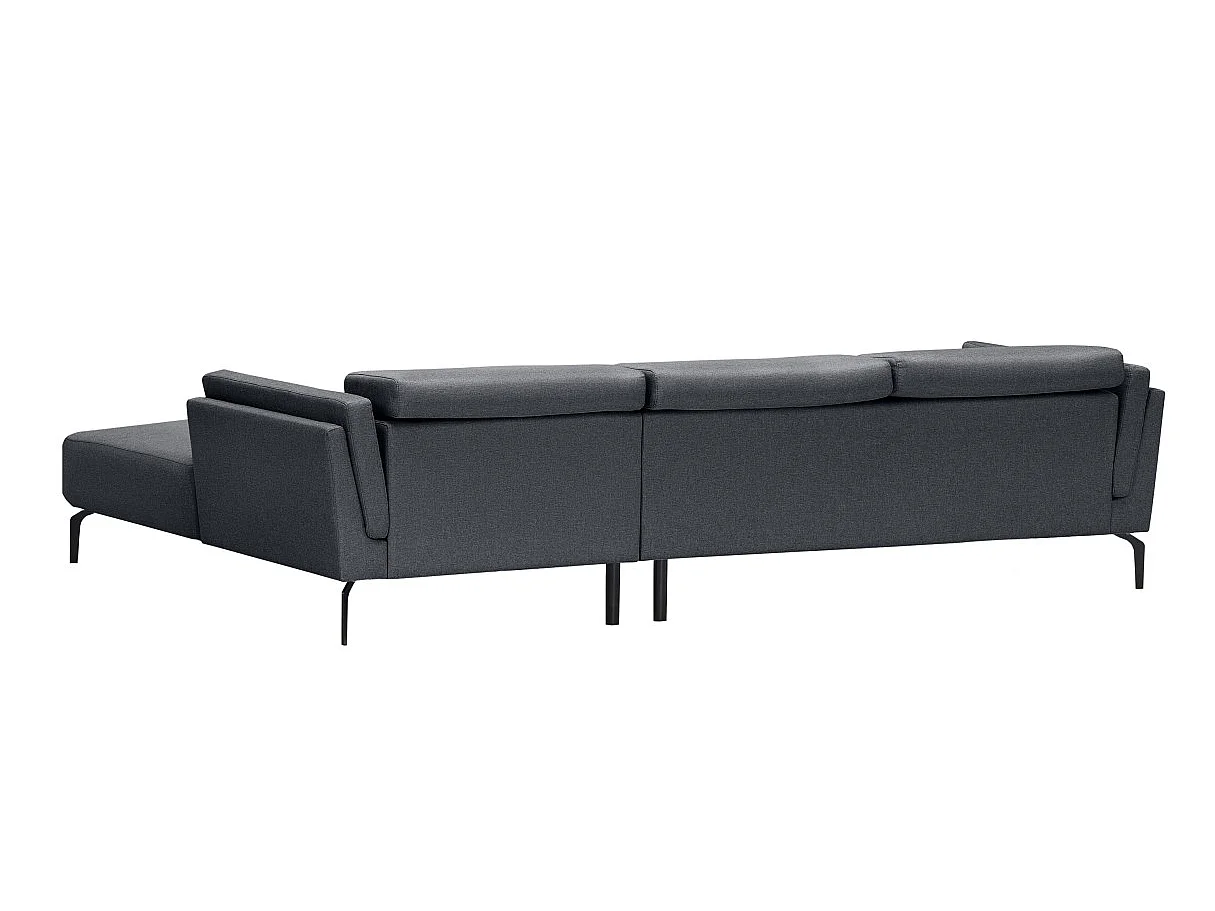 Canapé d'angle LIAM avec têtières en tissu - Angle Droit, Gris anthracite