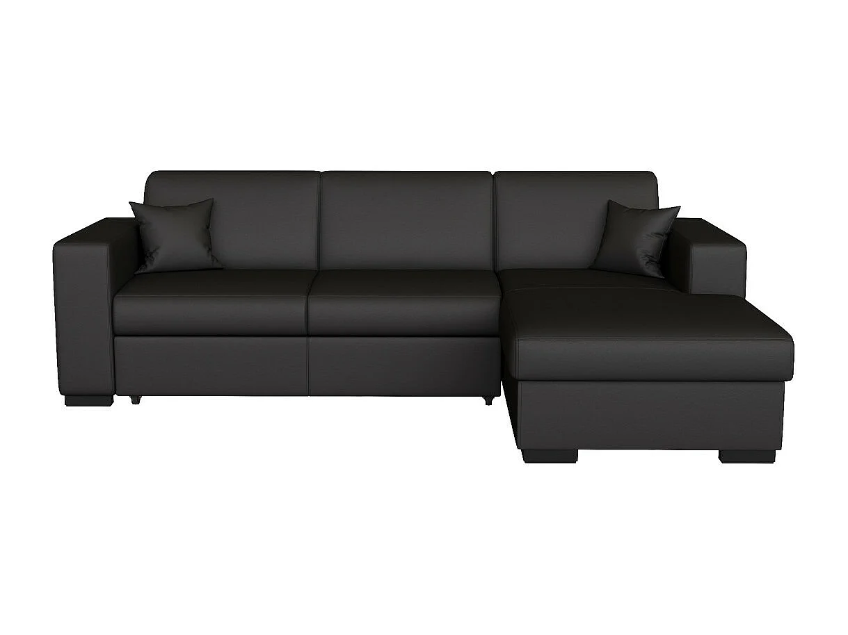 Canapé d'angle droit 4 places Fuji XL convertible avec coffre en simili - Gris anthracite - L262 x 157 x 83cm - Loungitude