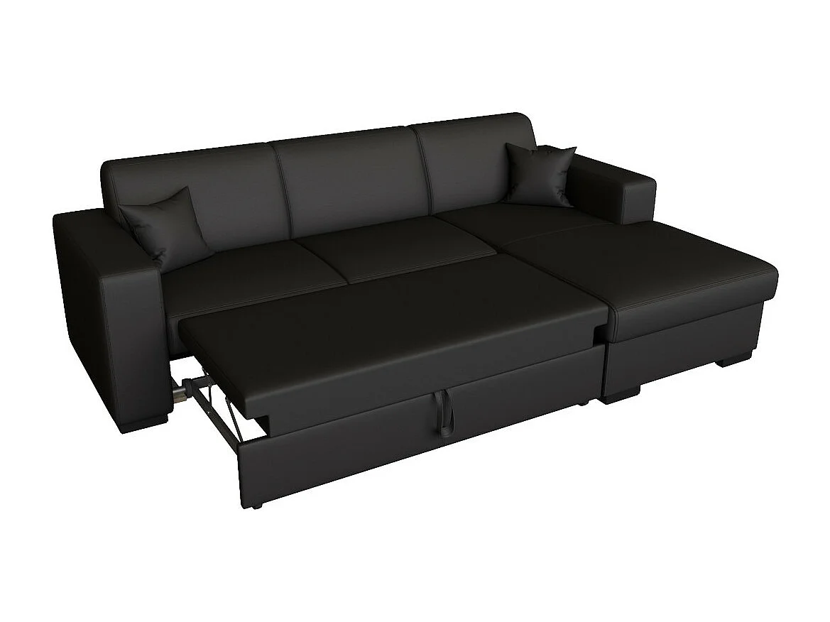Canapé d'angle droit 4 places Fuji XL convertible avec coffre en simili - Gris anthracite - L262 x 157 x 83cm - Loungitude