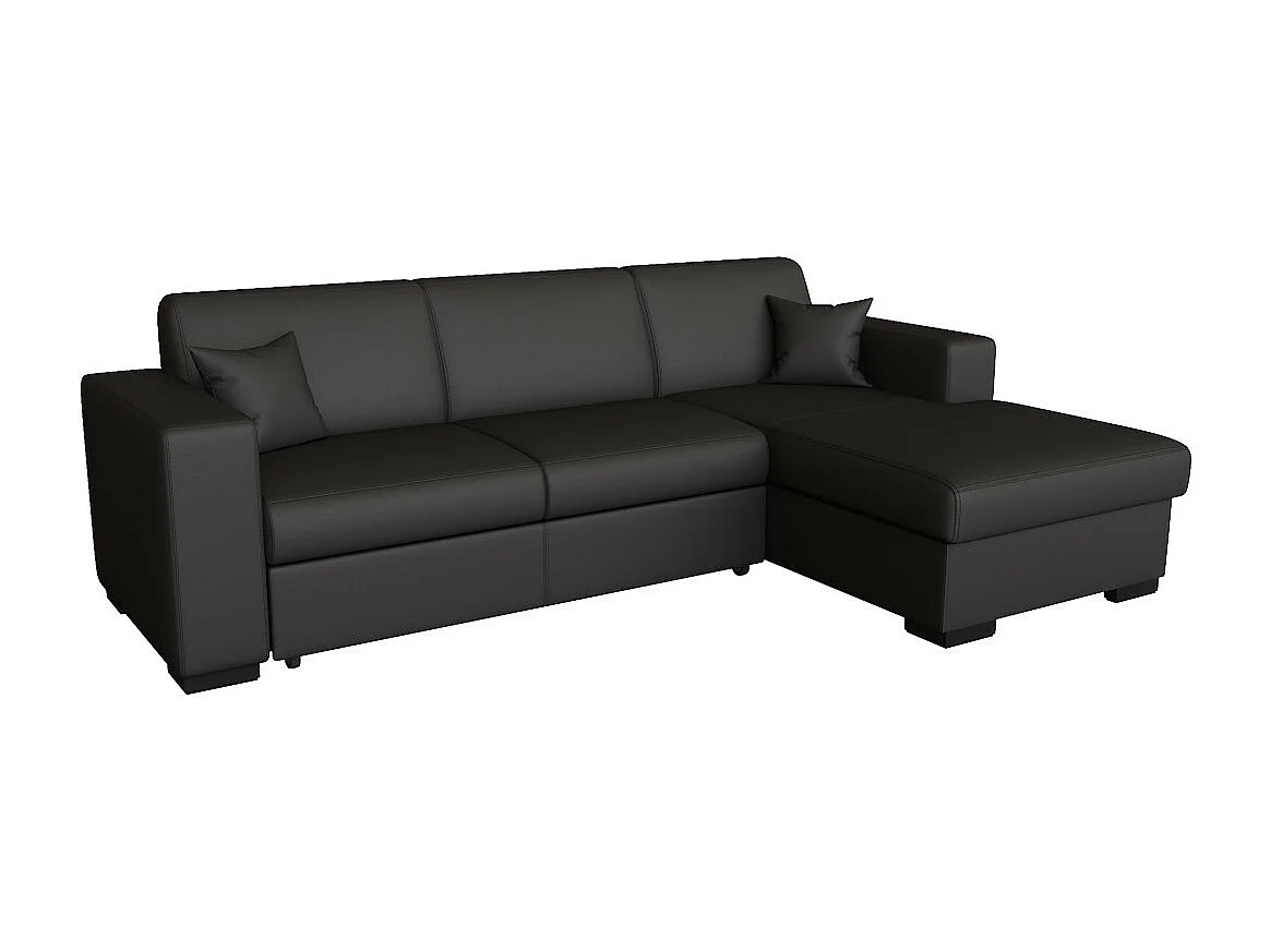 Canapé d'angle droit 4 places Fuji XL convertible avec coffre en simili - Gris anthracite - L262 x 157 x 83cm - Loungitude