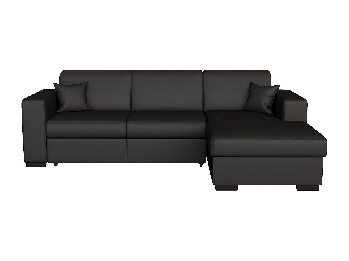 Canapé d'angle droit 4 places Fuji XL convertible avec coffre en simili - Gris anthracite - L262 x 157 x 83cm - Loungitude