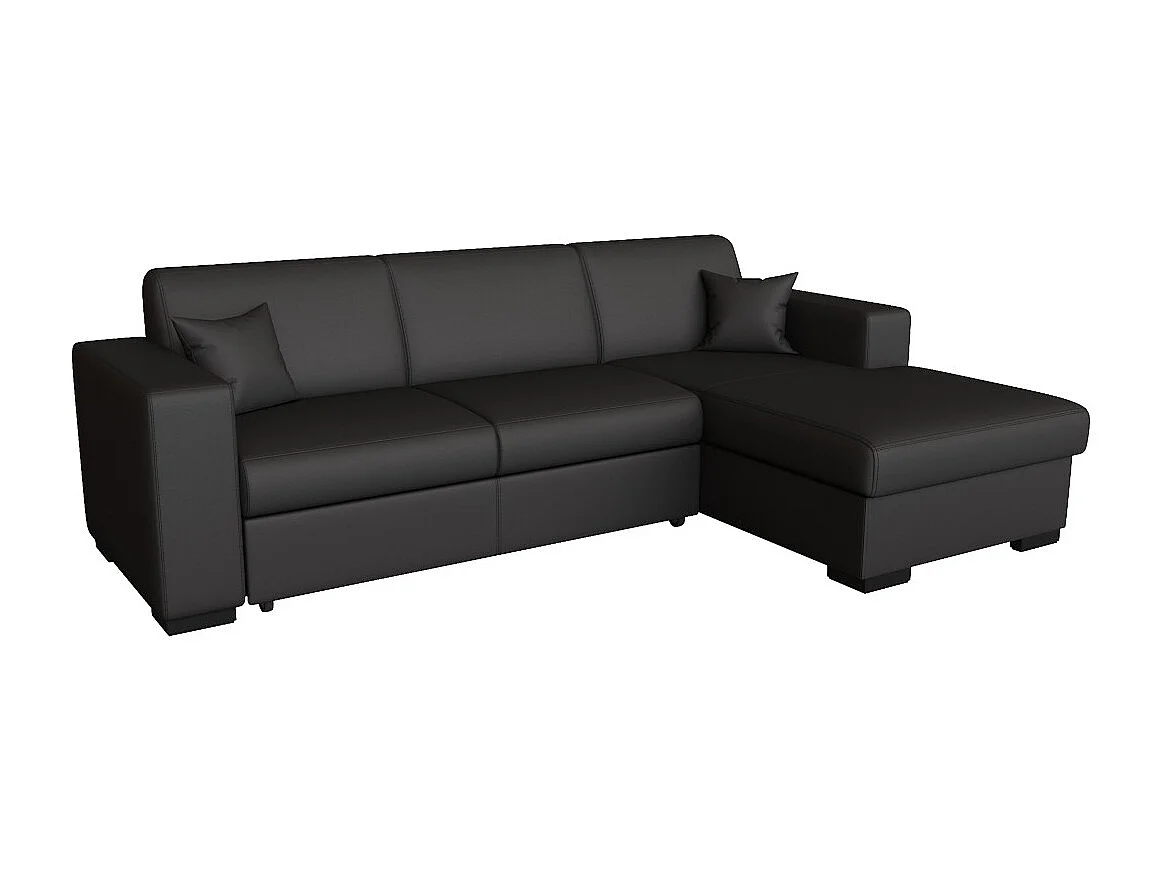 Canapé d'angle droit 4 places Fuji XL convertible avec coffre en simili - Gris anthracite - L262 x 157 x 83cm - Loungitude