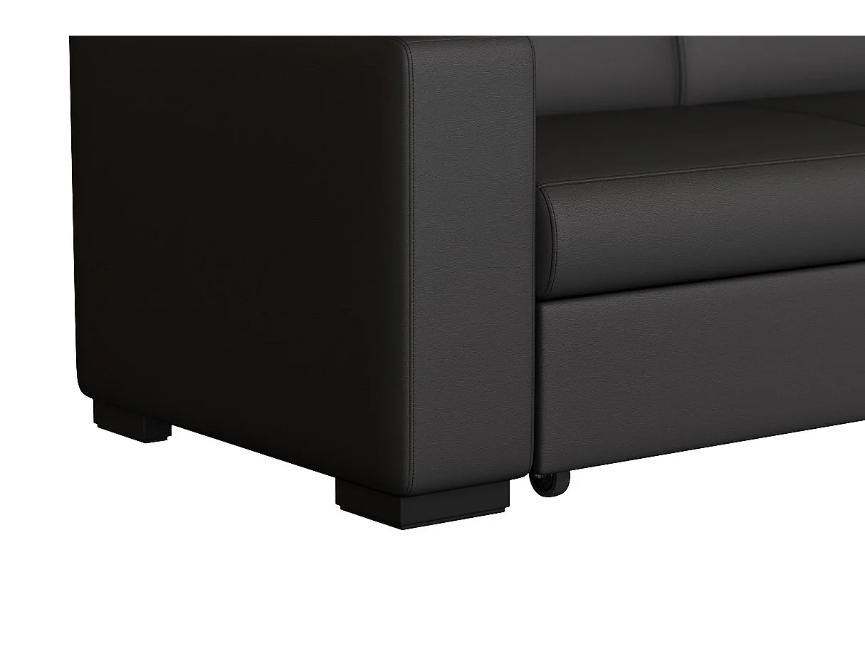 Canapé d'angle droit 4 places Fuji XL convertible avec coffre en simili - Gris anthracite - L262 x 157 x 83cm - Loungitude