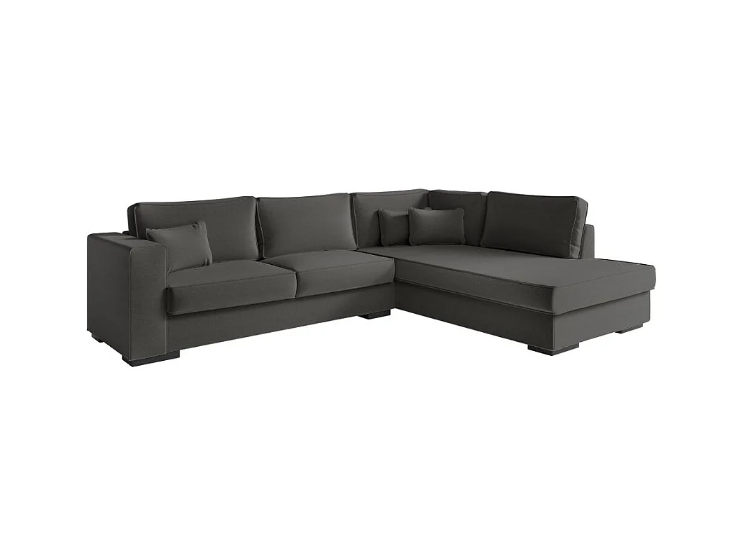 Canapé d'angle droit XXL Belami 6 places en tissu - Gris anthracite - L303 x 228 x 86cm - Loungitude