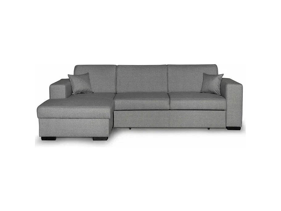 Canapé d'angle gauche 4 places Fuji XL convertible avec coffre en tissu - Gris clair - L262 x 157 x 83cm - Loungitude