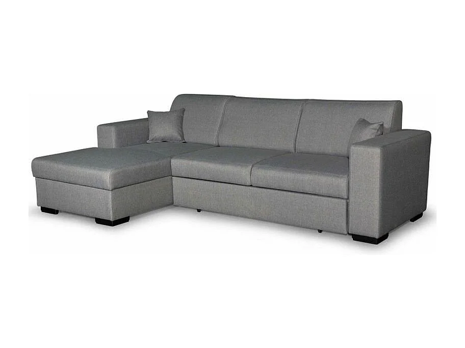 Canapé d'angle gauche 4 places Fuji XL convertible avec coffre en tissu - Gris clair - L262 x 157 x 83cm - Loungitude