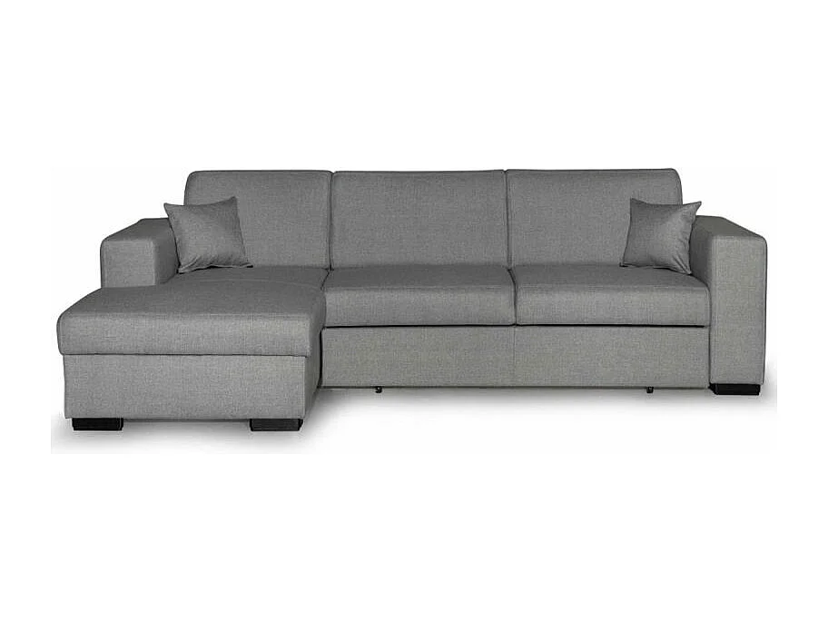 Canapé d'angle gauche 4 places Fuji XL convertible avec coffre en tissu - Gris clair - L262 x 157 x 83cm - Loungitude