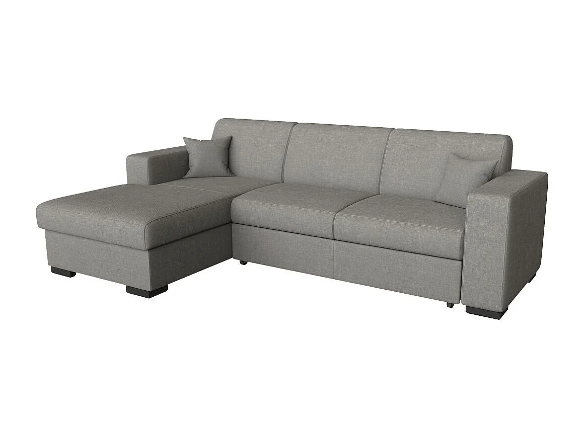 Canapé d'angle gauche 4 places Fuji XL convertible avec coffre en tissu - Gris clair - L262 x 157 x 83cm - Loungitude