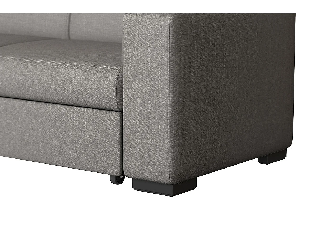 Canapé d'angle gauche 4 places Fuji XL convertible avec coffre en tissu - Gris clair - L262 x 157 x 83cm - Loungitude
