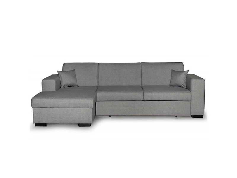 Canapé d'angle gauche 4 places Fuji XL convertible avec coffre en tissu - Gris clair - L262 x 157 x 83cm - Loungitude