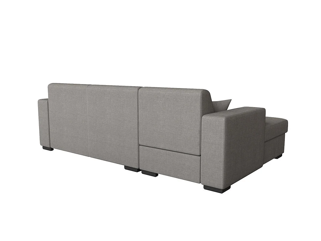 Canapé d'angle gauche 4 places Fuji XL convertible avec coffre en tissu - Gris clair - L262 x 157 x 83cm - Loungitude