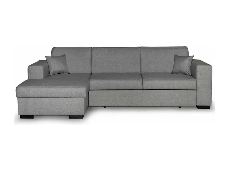Canapé d'angle gauche 4 places Fuji XL convertible avec coffre en tissu - Gris clair - L262 x 157 x 83cm - Loungitude