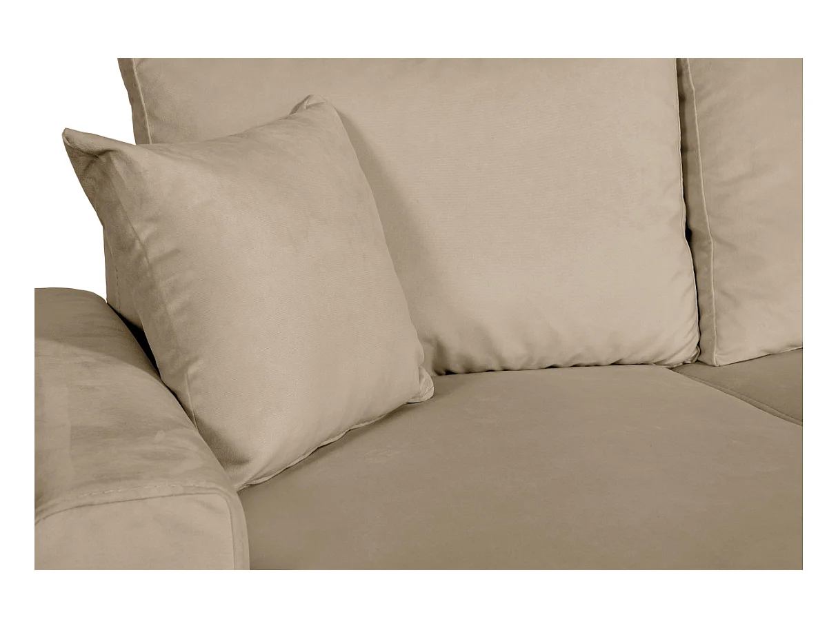 Canapé d'angle Maria scandinave réversible et convertible avec coffre en velours - Grège - L227 x 148 x 95cm - Loungitude