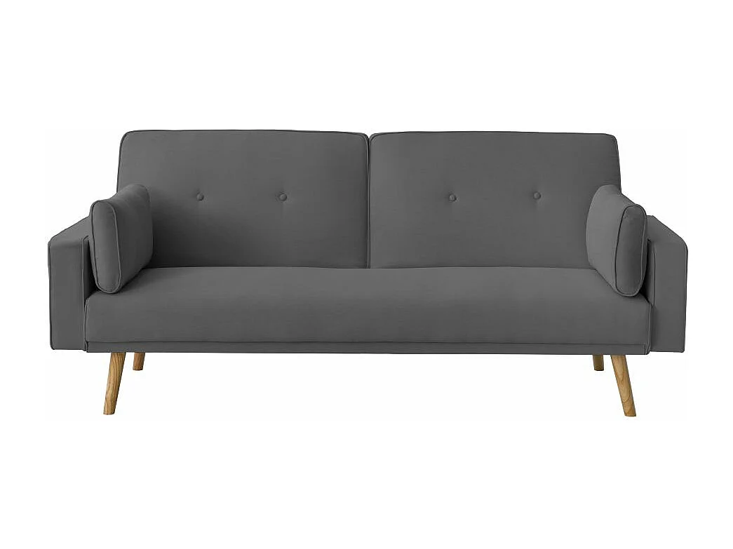 Canapé droit scandinave Elga convertible 3 places en tissu - Gris anthracite - L205 x 87 x 85cm - Loungitude