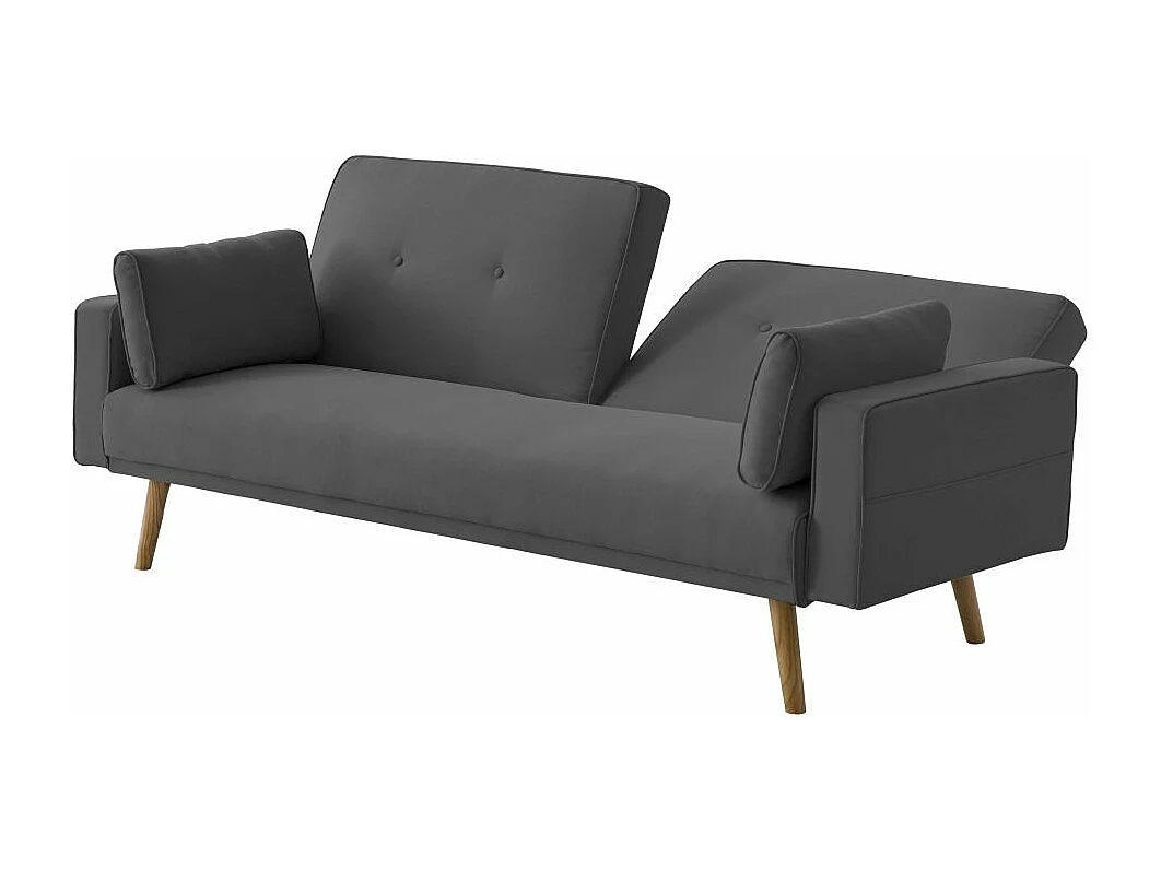Canapé droit scandinave Elga convertible 3 places en tissu - Gris anthracite - L205 x 87 x 85cm - Loungitude
