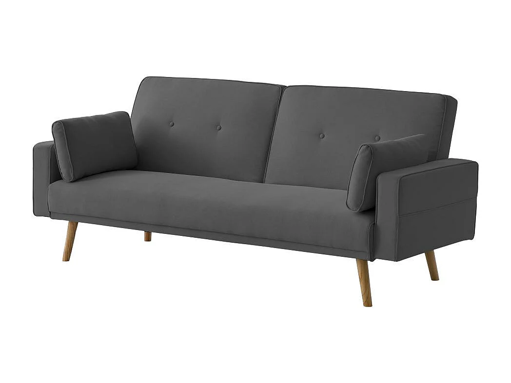 Canapé droit scandinave Elga convertible 3 places en tissu - Gris anthracite - L205 x 87 x 85cm - Loungitude