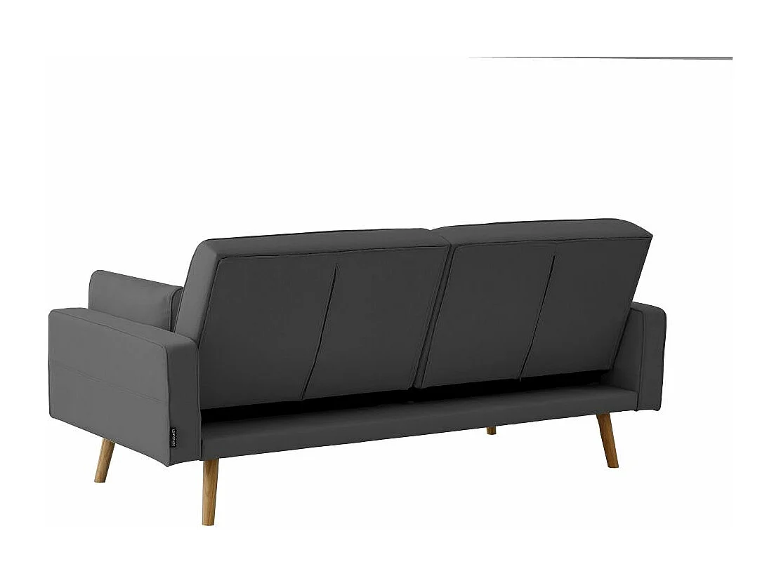 Canapé droit scandinave Elga convertible 3 places en tissu - Gris anthracite - L205 x 87 x 85cm - Loungitude