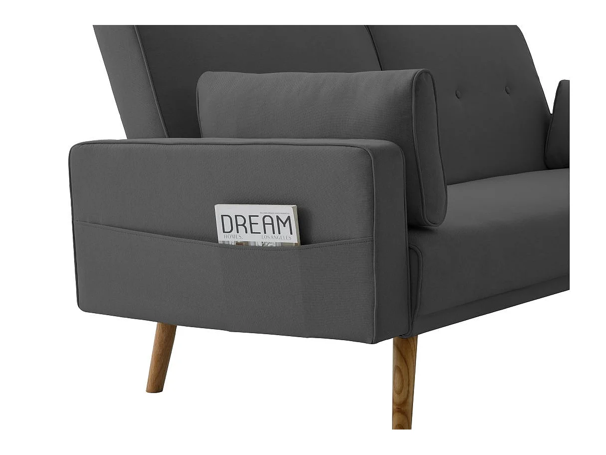 Canapé convertible clic-clac 3 places en tissu gris anthracite ELGA