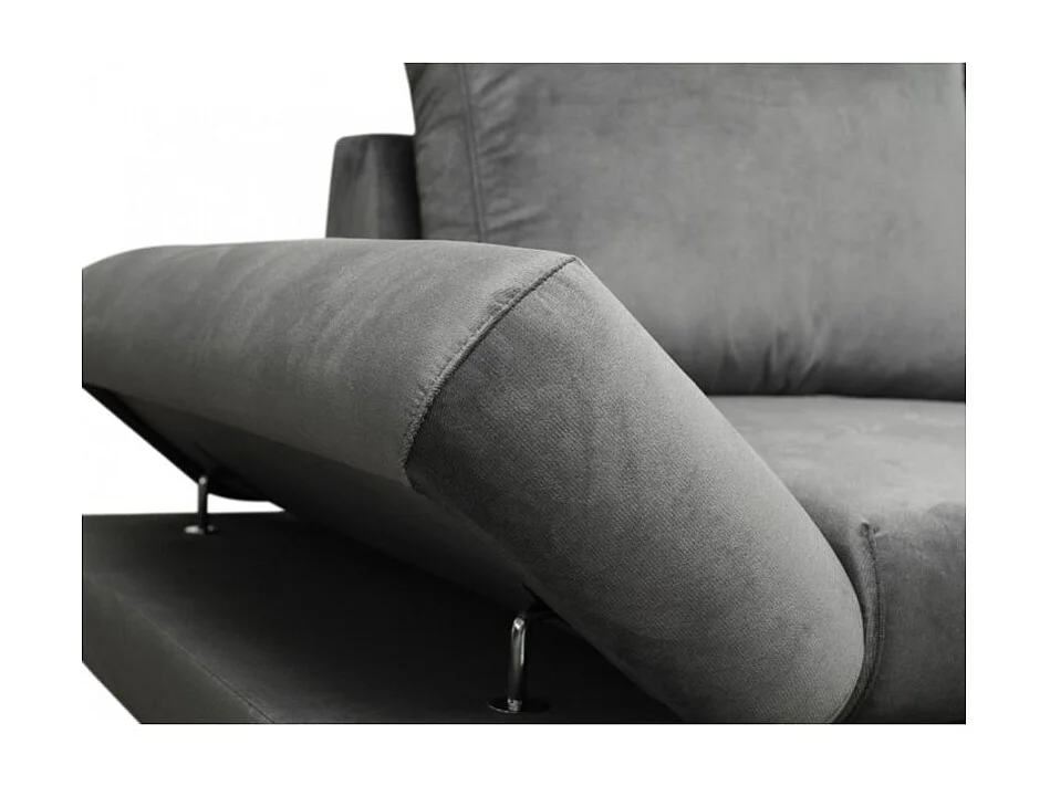 Canapé d'angle ORLANE convertible en velours - Angle Droit, Gris