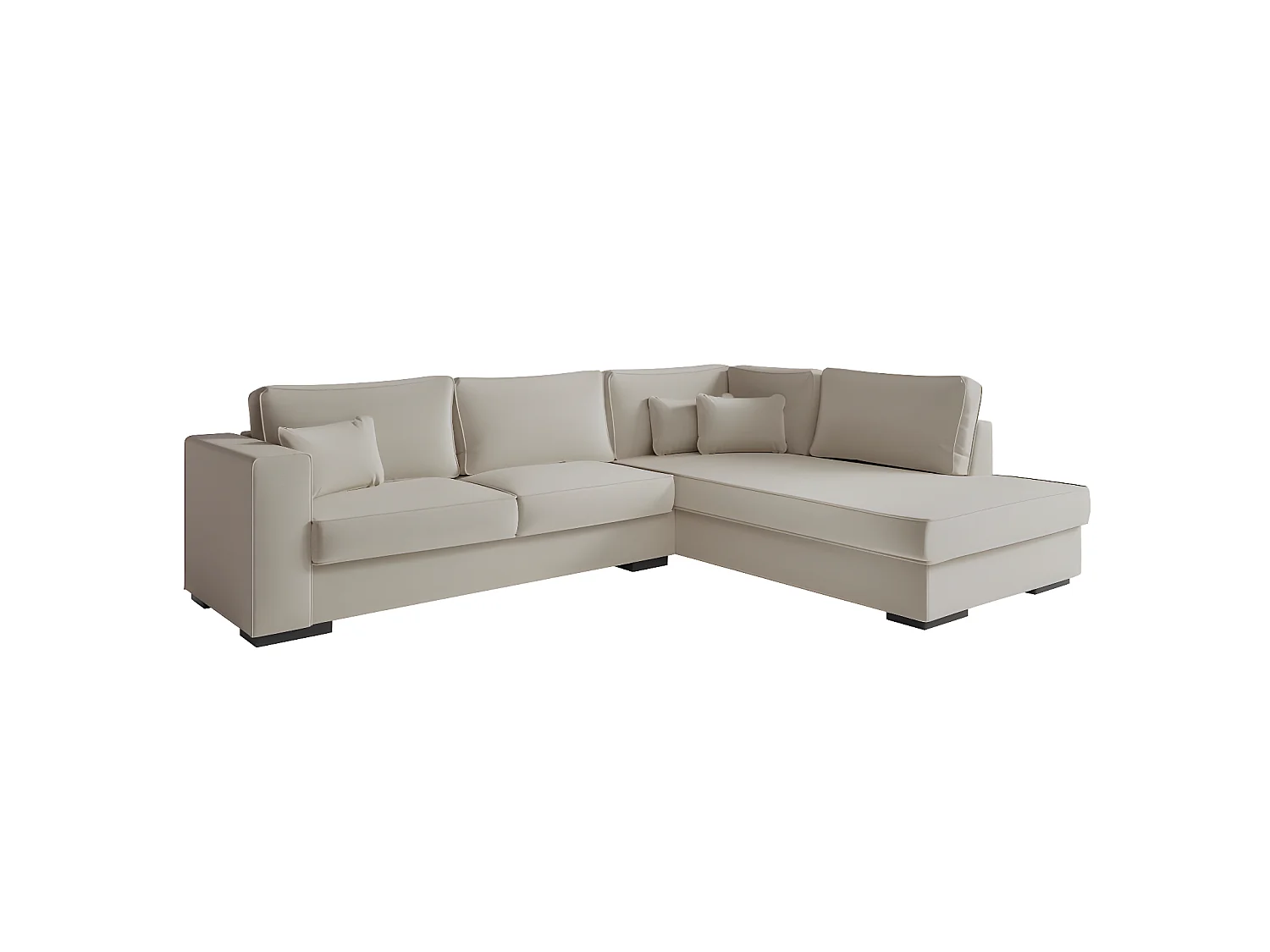 Canapé d'angle droit XXL Belami 6 places en tissu - Beige - L303 x 228 x 86cm - Loungitude
