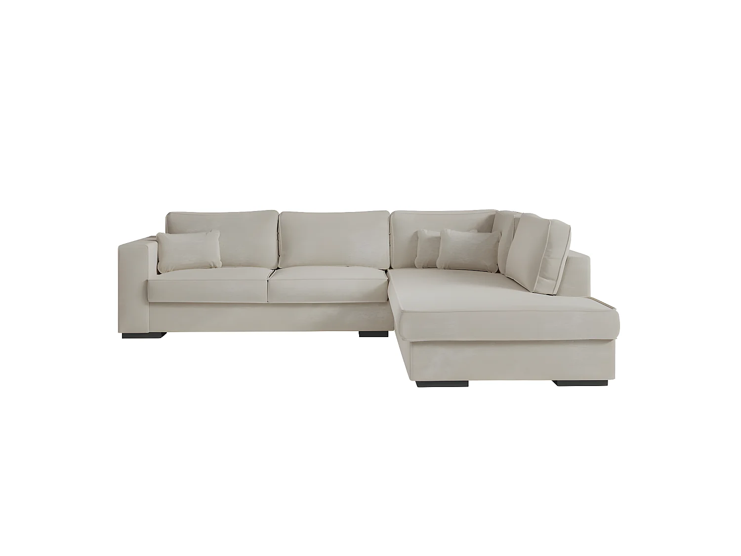 Canapé d'angle droit XXL Belami 6 places en tissu - Beige - L303 x 228 x 86cm - Loungitude