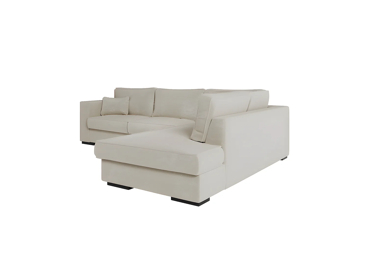 Canapé d'angle droit XXL Belami 6 places en tissu - Beige - L303 x 228 x 86cm - Loungitude
