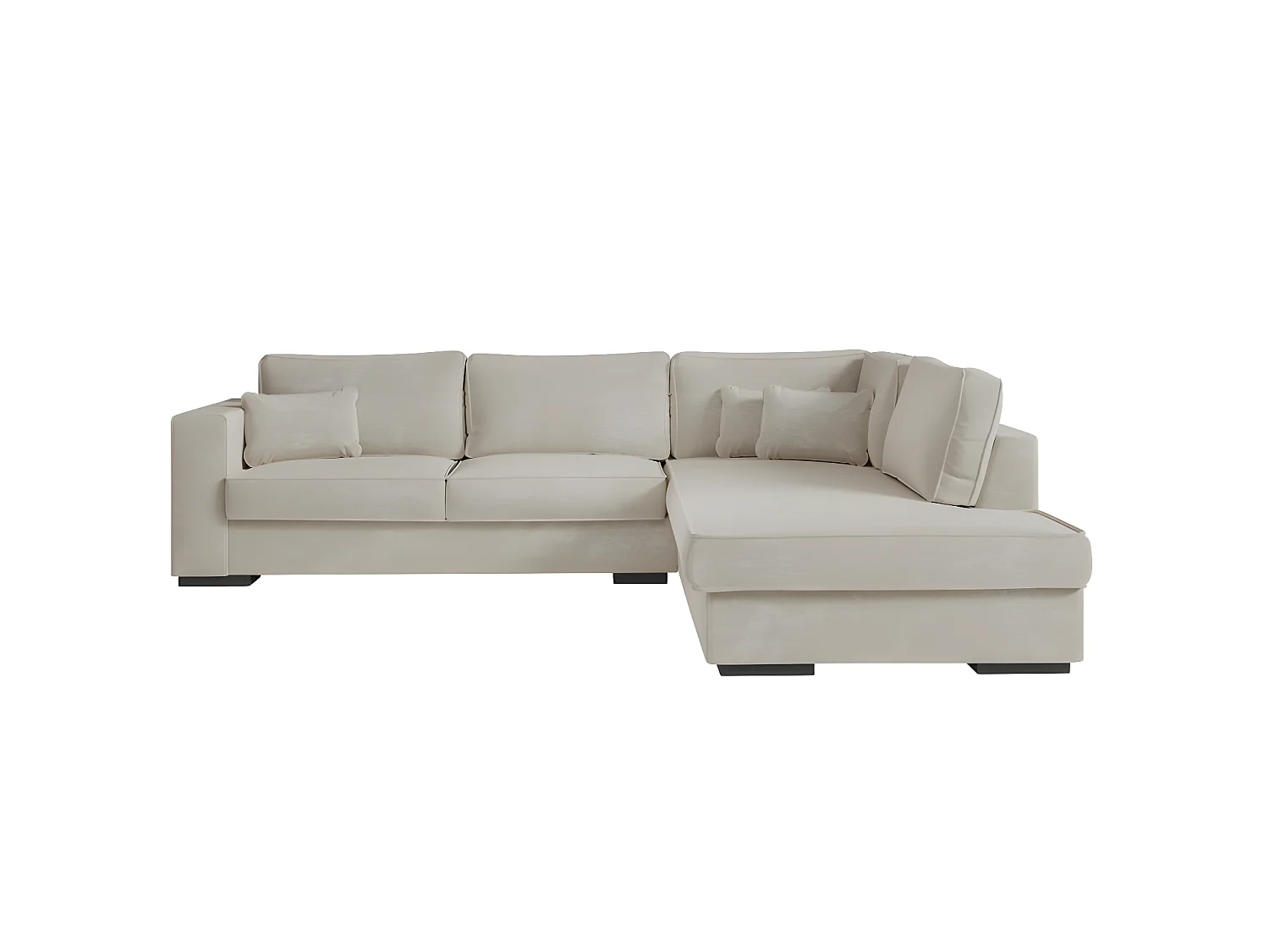 Canapé d'angle droit XXL Belami 6 places en tissu - Beige - L303 x 228 x 86cm - Loungitude