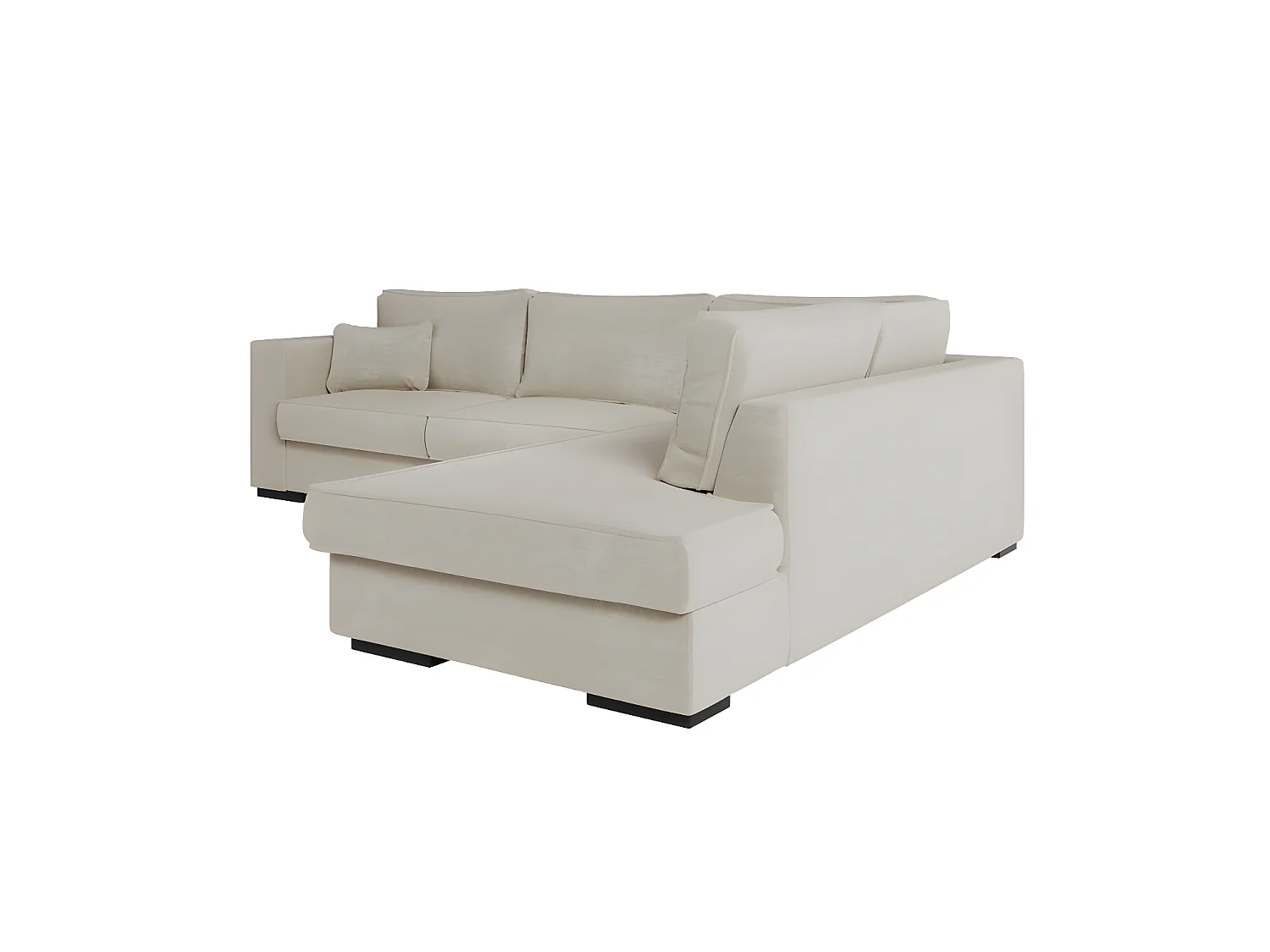 Canapé d'angle droit XXL Belami 6 places en tissu - Beige - L303 x 228 x 86cm - Loungitude