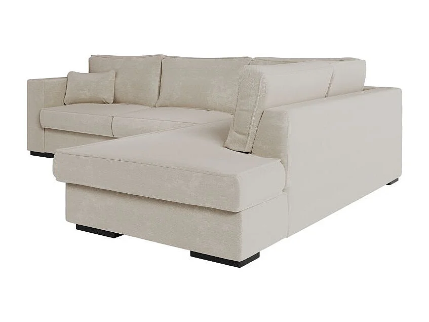 Canapé d'angle droit XXL Belami 6 places en tissu - Beige - L303 x 228 x 86cm - Loungitude