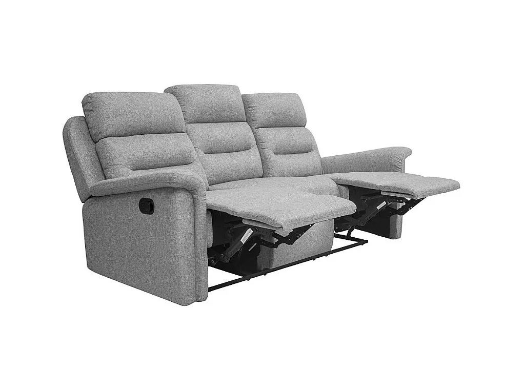 Canapé de Relaxation 3 places en Tissu Gris Léon - Gris clair - L191 x 94 x 100cm - Loungitude