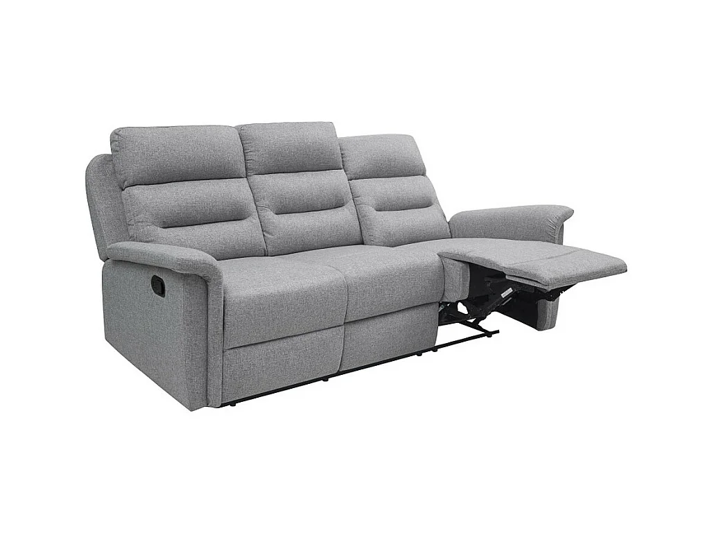 Canapé de Relaxation 3 places en Tissu Gris Léon - Gris clair - L191 x 94 x 100cm - Loungitude