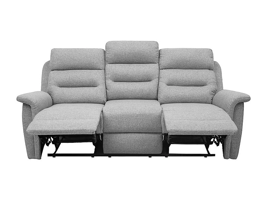 Canapé de Relaxation 3 places en Tissu Gris Léon - Gris clair - L191 x 94 x 100cm - Loungitude