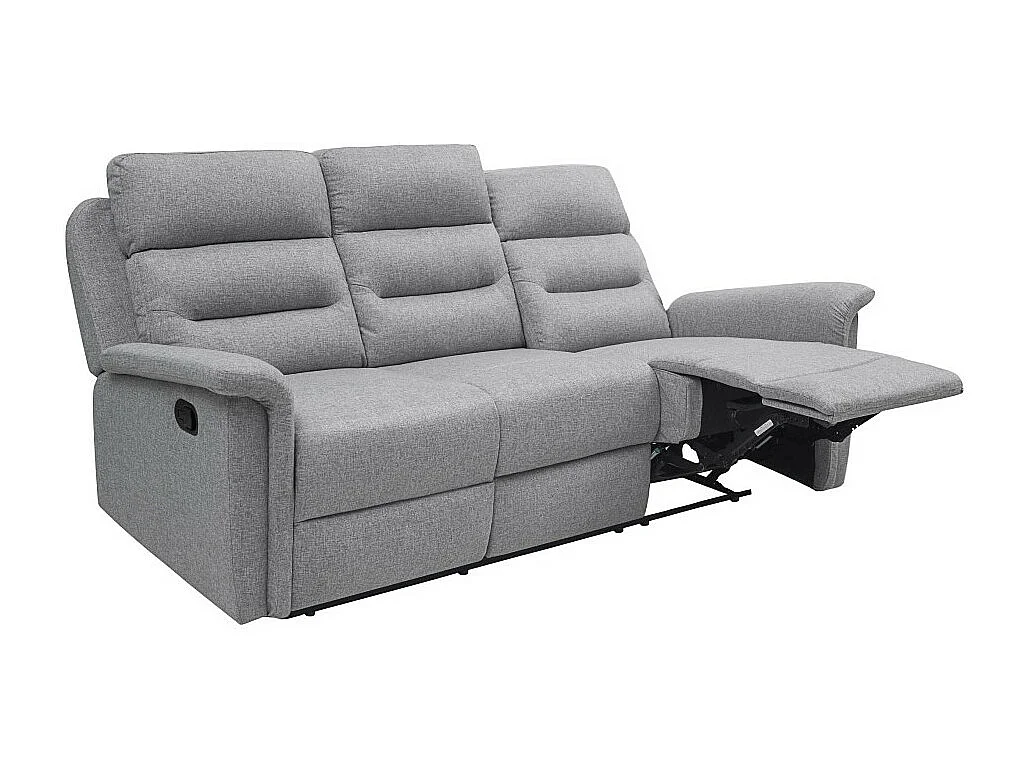 Canapé de Relaxation 3 places en Tissu Gris Léon - Gris clair - L191 x 94 x 100cm - Loungitude