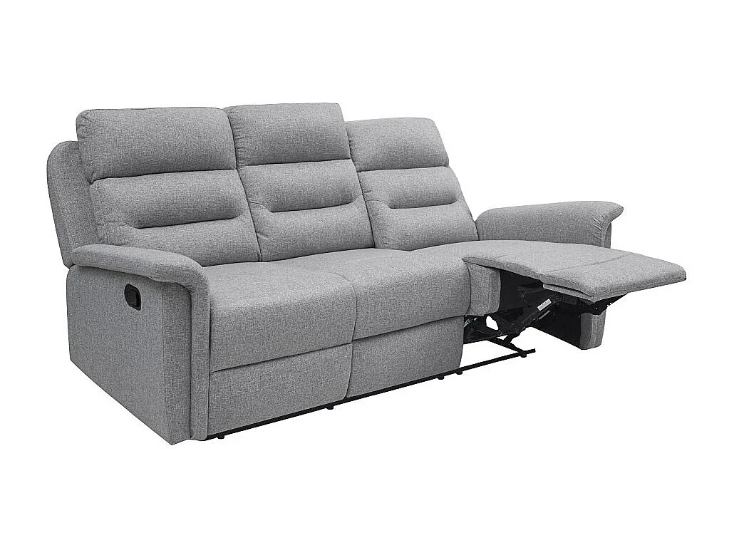 Canapé de Relaxation 3 places en Tissu Gris Léon - Gris clair - L191 x 94 x 100cm - Loungitude