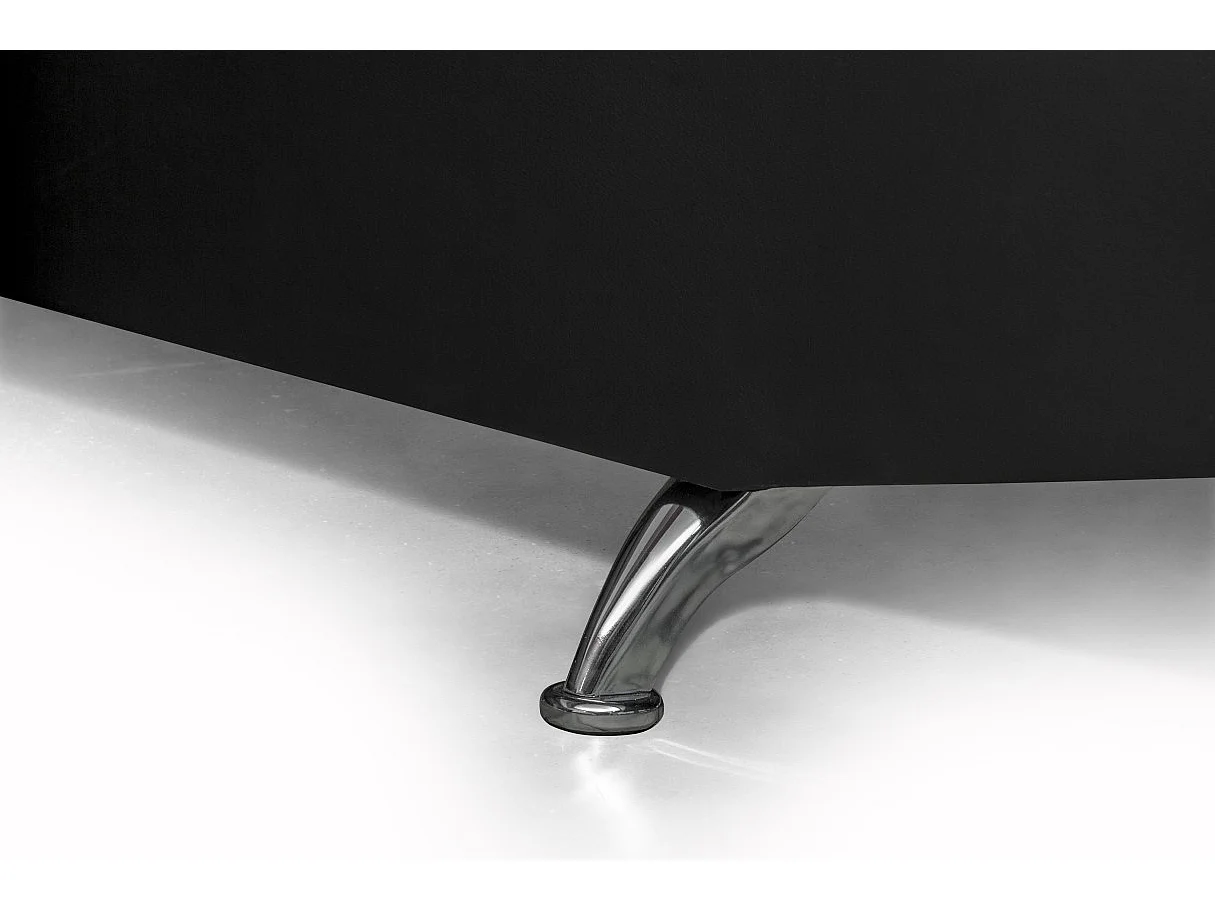 Canapé d'angle gauche 5 places Rio convertible avec coffre en tissu et simili - Gris/Noir - L271 x P192 x H70cm - Loungitude