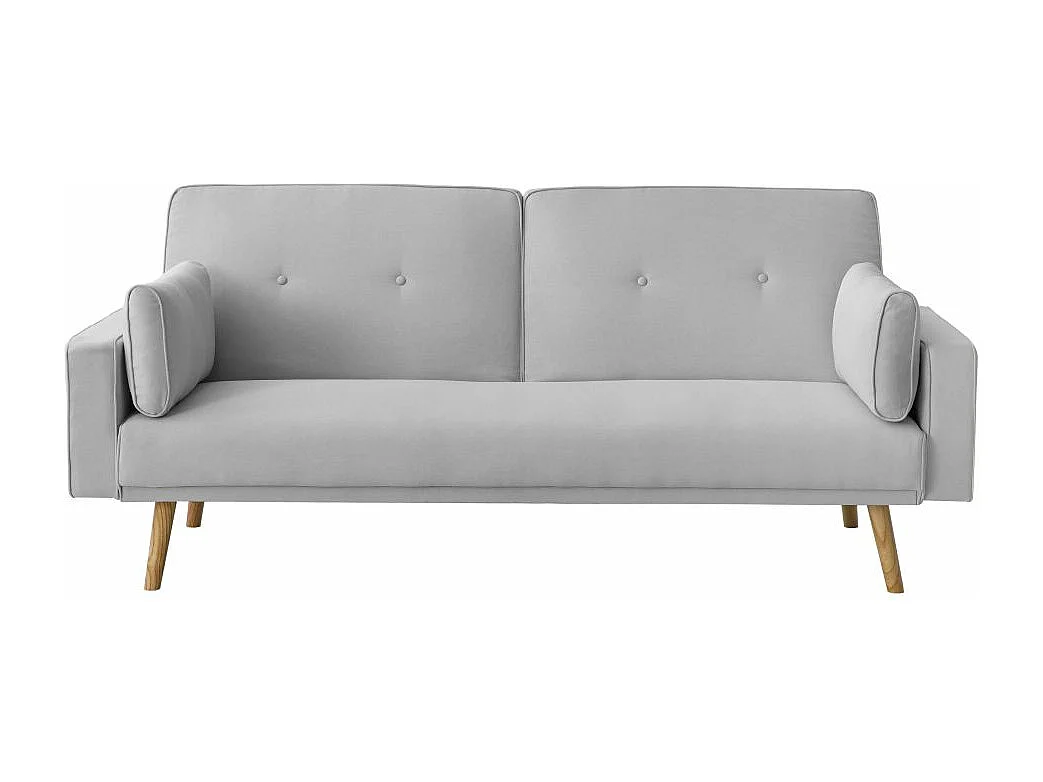 Canapé droit scandinave Elga convertible 3 places en tissu - Gris clair - L205 x 87 x 85cm - Loungitude