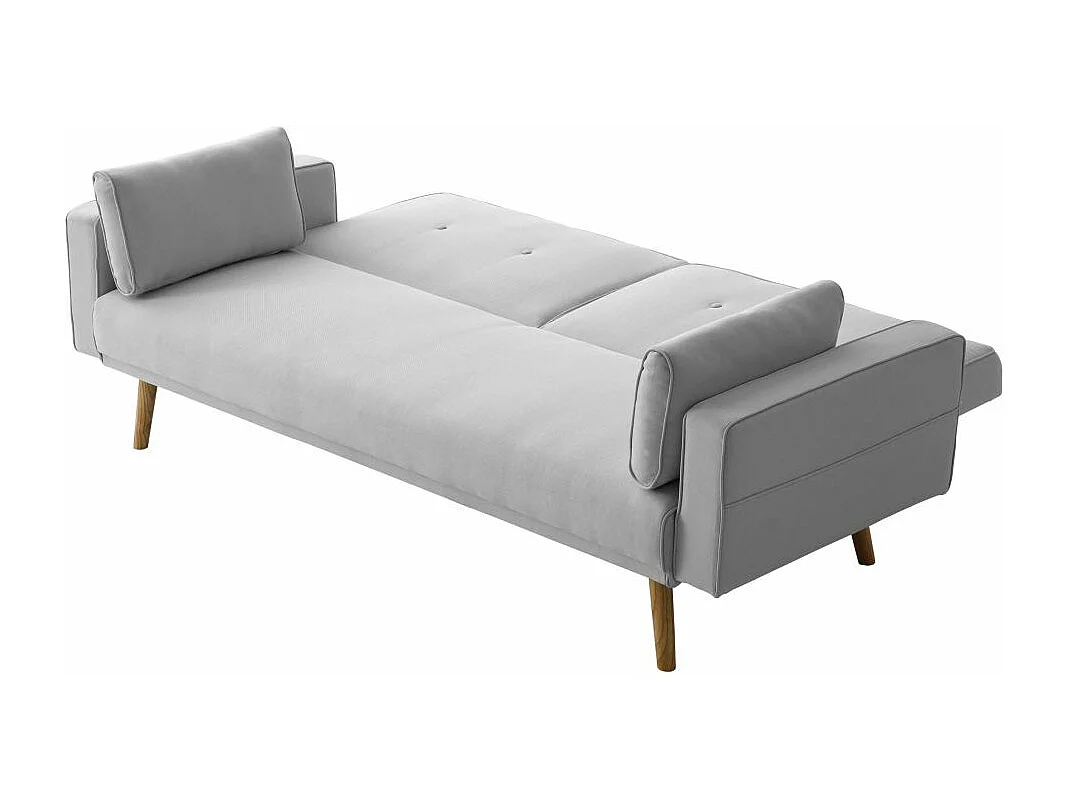 Canapé droit scandinave Elga convertible 3 places en tissu - Gris clair - L205 x 87 x 85cm - Loungitude