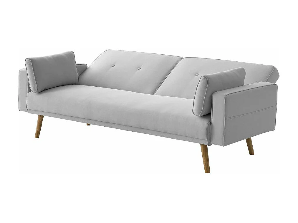 Canapé droit scandinave Elga convertible 3 places en tissu - Gris clair - L205 x 87 x 85cm - Loungitude