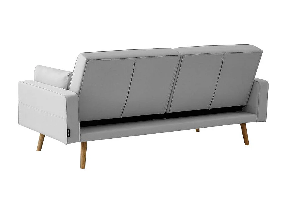 Canapé droit scandinave Elga convertible 3 places en tissu - Gris clair - L205 x 87 x 85cm - Loungitude