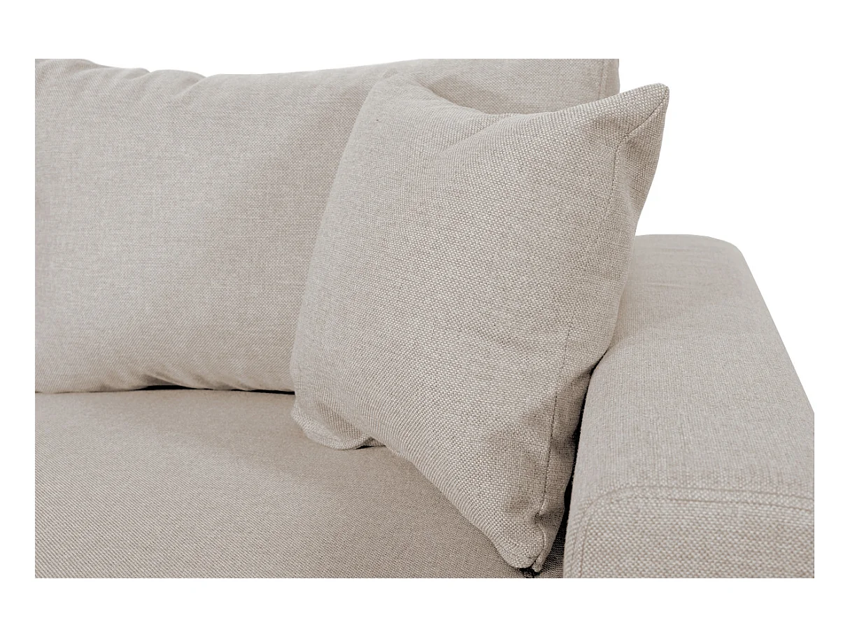 Canapé d'angle panoramique Oslo convertible avec coffres et poufs à gauche - Tissu - Beige - L311 x P146 x H81cm - Loungitude