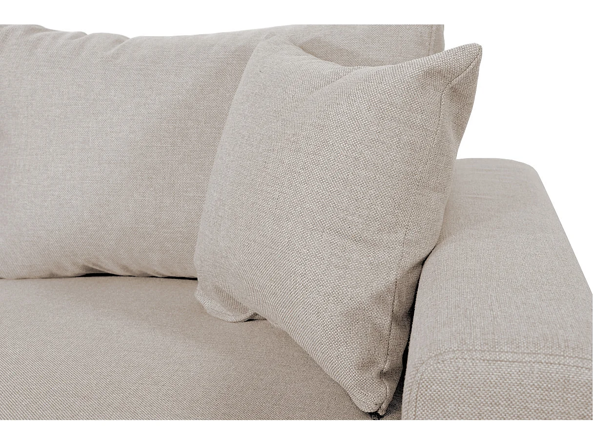 Canapé d'angle panoramique Oslo convertible avec coffres et poufs à gauche - Tissu - Beige - L311 x P146 x H81cm - Loungitude