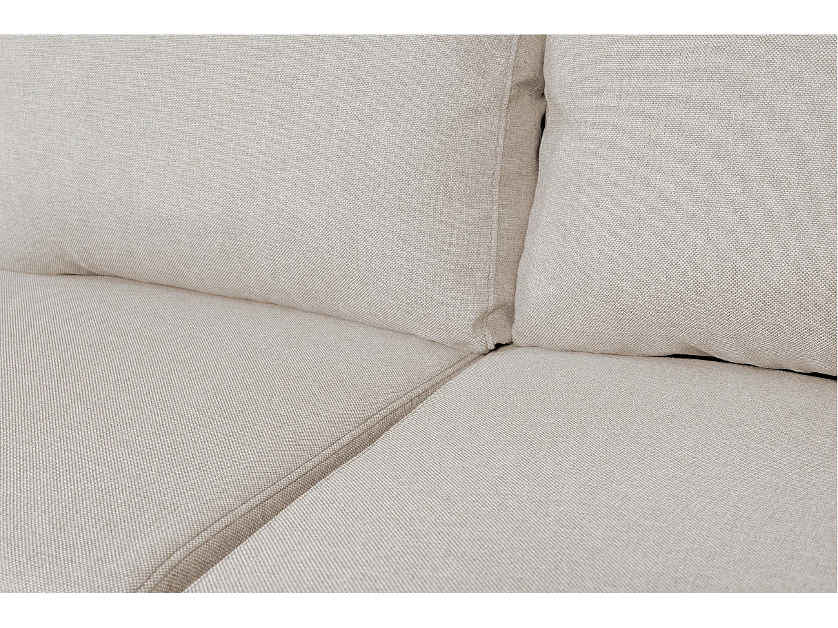 Canapé d'angle panoramique Oslo convertible avec coffres et poufs à gauche - Tissu - Beige - L311 x P146 x H81cm - Loungitude